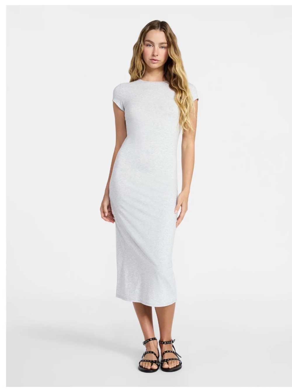 No Boundaries Midi Dress- Light Gray- XXL